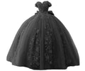 Mandotos International TRHTX 2023 off-shoulder lace quinceanera gown with intricate detailing and elegant design.