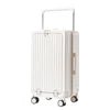 Mandotos International 20-inch lightweight hard shell trolley suitcase with front opening and built-in cup holder for travel.