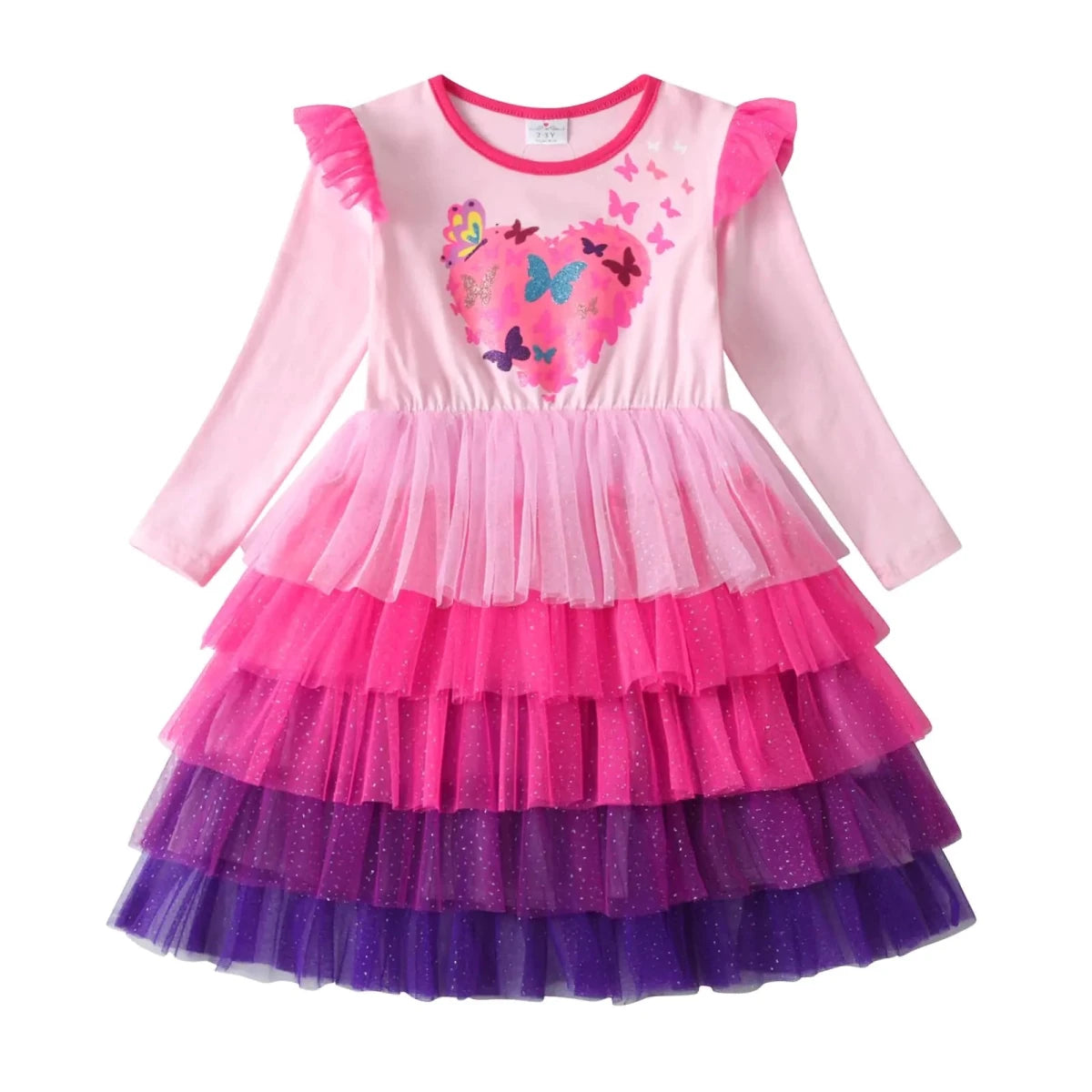 Pink VIKITA long sleeve cotton girl’s winter dress for 12T, stylish and comfortable, by MANDOTOS INTERNATIONAL.
