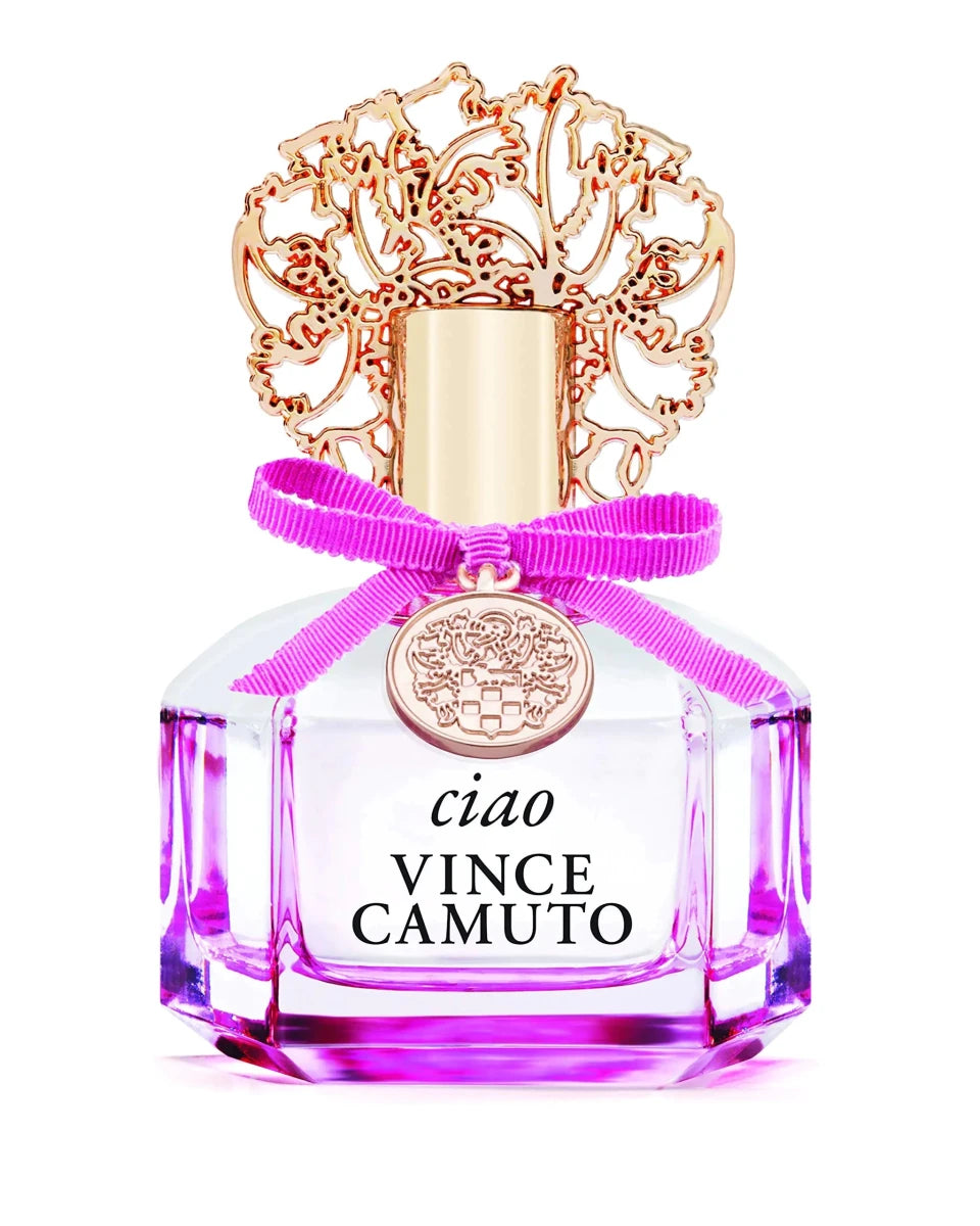 Vince Camuto Ciao women's perfume 3.4 oz EDP bottle with elegant design, showcasing the fragrance for women by Vince Camuto.