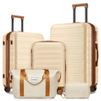 Water-resistant travel luggage set with TSA lock and gym bags by MANDOTOS INTERNATIONAL, showing multiple suitcases and gym bags.