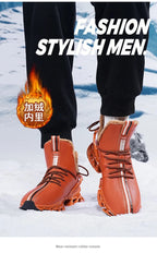 Winter men's waterproof slippers by MANDOTOS INTERNATIONAL with plush lining, ideal for cold weather comfort and indoor or outdoor wear.
