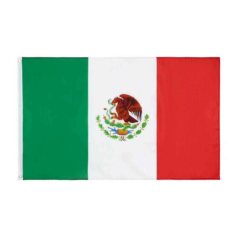 Mexico national flag, 90x150cm polyester hanging banner with printed Mexican flag design for decoration.