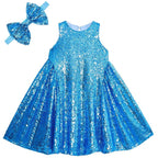 Mandotos International YIYI Sparkle Sequin Flower Girl Dress in size 8 XL, featuring a shimmering sequin design and floral accents.