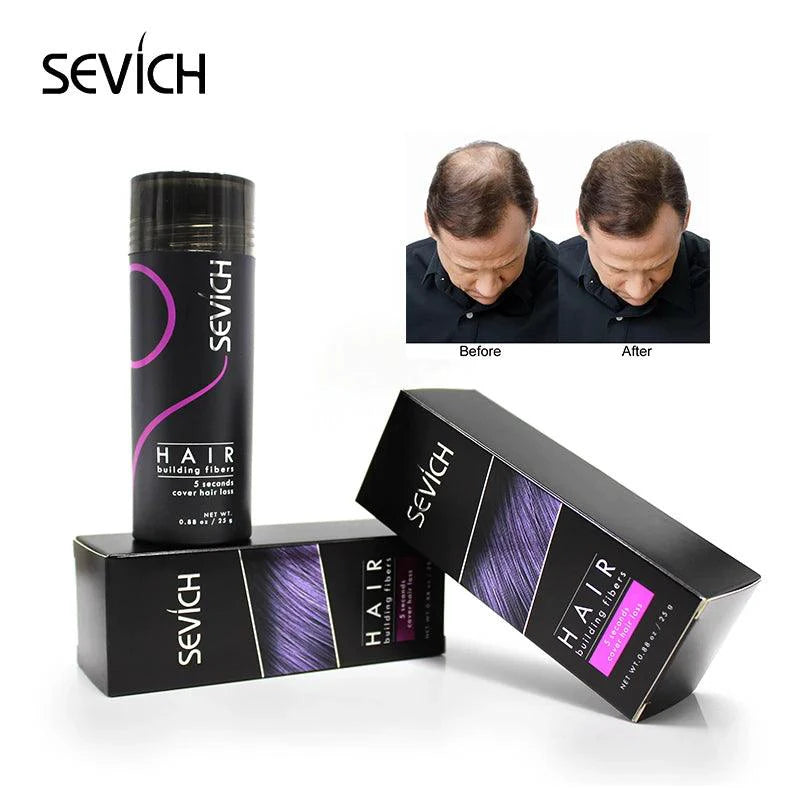 Mandotos keratin hair building fibers in a 25g container for thickening thinning hair and adding volume.