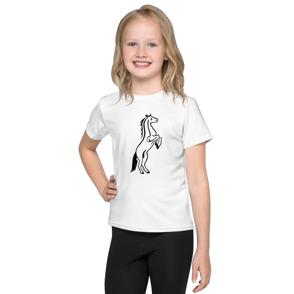 Kids full print comfort tee by MANDOTOS featuring colorful cartoon characters on soft fabric for everyday wear.
