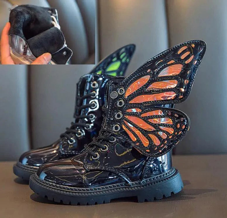 Kids winter shoes by MANDOTOS featuring waterproof design, warm lining, and durable soles for cold weather protection.