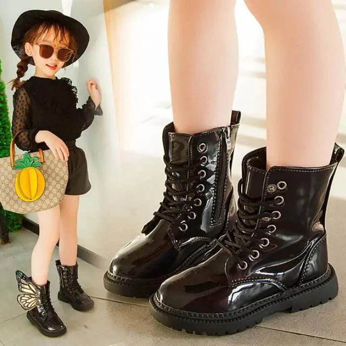 Kids winter shoes by MANDOTOS featuring insulated waterproof boots with colorful design and durable soles for cold weather.