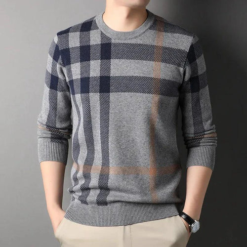 Mandotos men's knitwear casual crew neck sweater, featuring a comfortable fit and classic design in neutral tones.