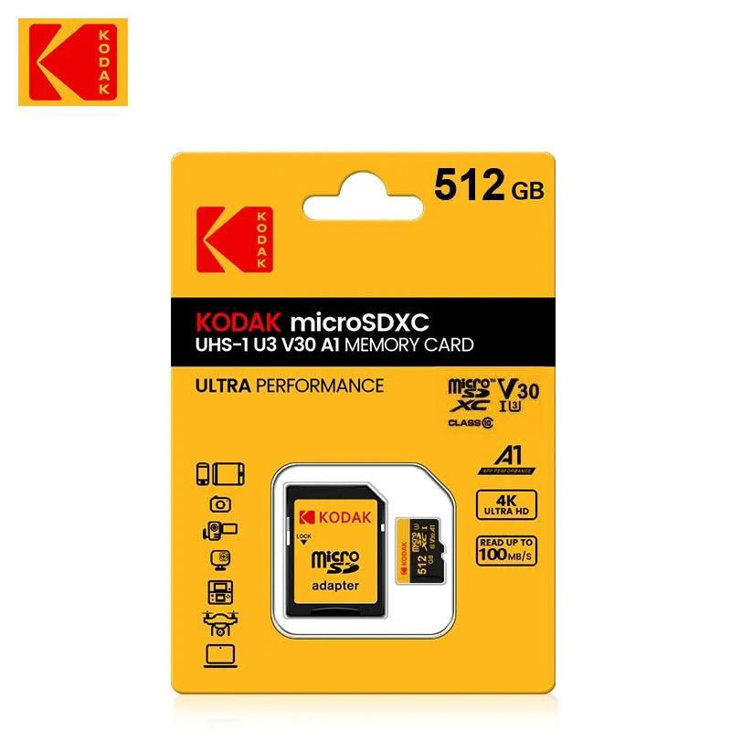 Mandotos Kodak Micro SD Memory Card 64GB with label, U3 V30 A1 speed class, for car camera, PC, and phone storage.