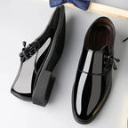 Mandotos men's lace-up leather business casual shoes, featuring classic design and polished finish for professional or casual wear.