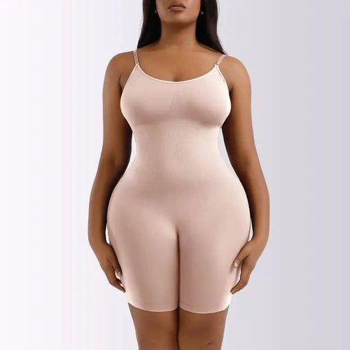 Mandotos ladies' curve-enhancing shaper bodysuit in black, featuring seamless construction and adjustable straps for a smooth fit.