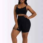 Mandotos Ladies' Curve-Enhancing Shaper Bodysuit displayed on a model, showcasing its sleek design and body-smoothing fabric.