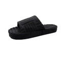Soft pink MANDOTOS ladies' plush slip-on slippers with cozy interior and non-slip soles for comfortable indoor wear.