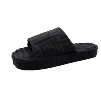 Soft plush slip-on slippers for women by MANDOTOS, featuring cozy interior and comfortable fit, ideal for home relaxation.