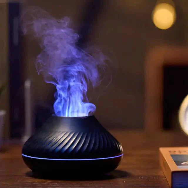 Mandotos Lava Glow Essential Oil Nebulizer with glowing lava-like design and mist output for aromatherapy.