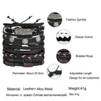 Layered leather charm bracelet by MANDOTOS featuring multiple leather strands and decorative metal charms.