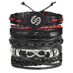 Mandotos layered leather charm bracelet with multiple straps and decorative charms, stylish accessory for casual wear.