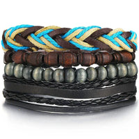 Layered leather charm bracelet by MANDOTOS with metal accents and colorful beads, stylish accessory for casual wear.