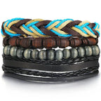 Layered leather charm bracelet by MANDOTOS with metal accents and colorful beads, stylish accessory for casual wear.