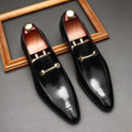 Mandotos men's leather loafers featuring classic slip-on design, smooth brown leather, and stylish stitching details.