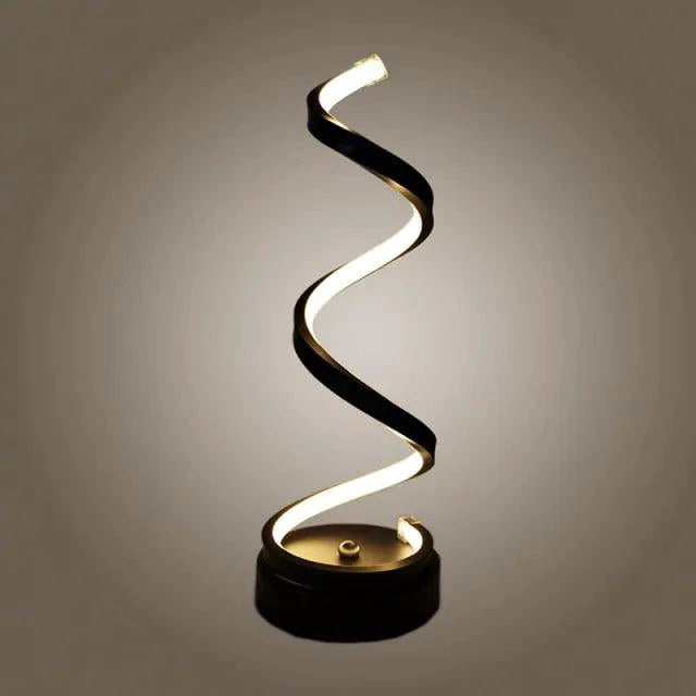 Mandotos LED Elegance Spiral Desk Light with adjustable brightness and modern design on a desk.