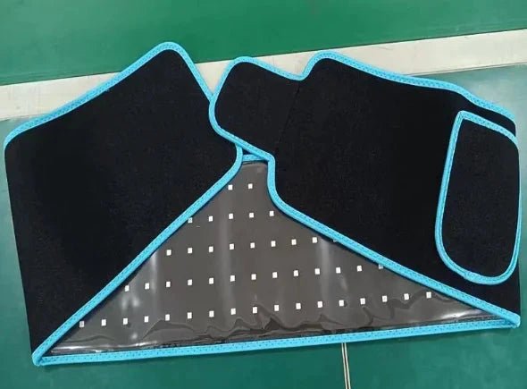 Mandotos LED Infrared Belt Therapy Device with adjustable straps and infrared light panels for pain relief and muscle therapy.