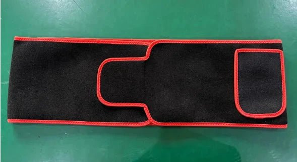 Mandotos LED infrared belt therapy device shown wrapped around a person's waist for pain relief and muscle relaxation.