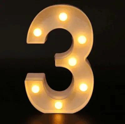 Mandotos luminous letter lights spelling out a word, mounted on a wall with a warm glow for decorative room lighting.
