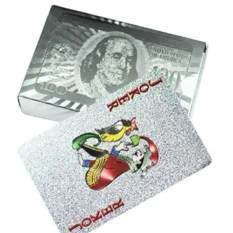 Mandotos Luxe Golden Silver Poker Cards set with elegant gold and silver designs on standard playing cards.