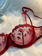 Mandotos Luxe Lingerie floral embroidery 2-piece set with delicate lace and feminine design for confident, alluring women's lingerie.