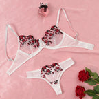 Mandotos Luxe Lingerie floral embroidery 2-piece set featuring delicate lace and elegant design for confident, alluring women.
