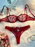 Mandotos Luxe Lingerie floral embroidery 2-piece set featuring delicate lace and elegant design for confident, alluring women.