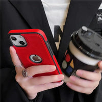 Luxurious black leather sleeve by MANDOTOS with sleek design and smooth texture, perfect for protecting and stylishly carrying your device.