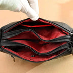 Luxury genuine leather handbag by MANDOTOS, featuring sleek design and high-quality craftsmanship in a stylish accessory.