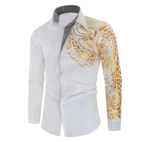 Mandotos men's luxury gold and black slim fit long sleeve shirt, stylish and modern design.