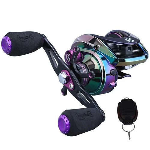 Mandotos MagnaCast precision fishing reel with sleek design and metal components for smooth casting and durability.