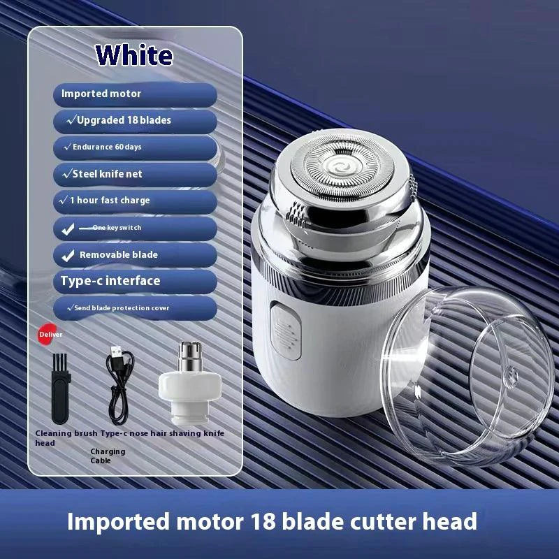 Mandotos black dual-purpose capsule shaver and nose hair trimmer with USB rechargeable design, compact and easy to use.