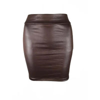 Mandotos black imitation leather high-waist pencil mini skirt for women, Korean fashion summer style, suitable for wholesale.