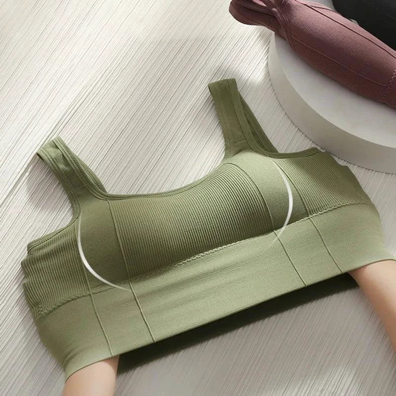 Mandotos breathable women's sports bra and seamless yoga crop top with shockproof support for gym and workout sessions.