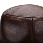 Mandotos brown leather cap in premium cowhide, XL to XXXXL size, featuring a classic design and sturdy construction.