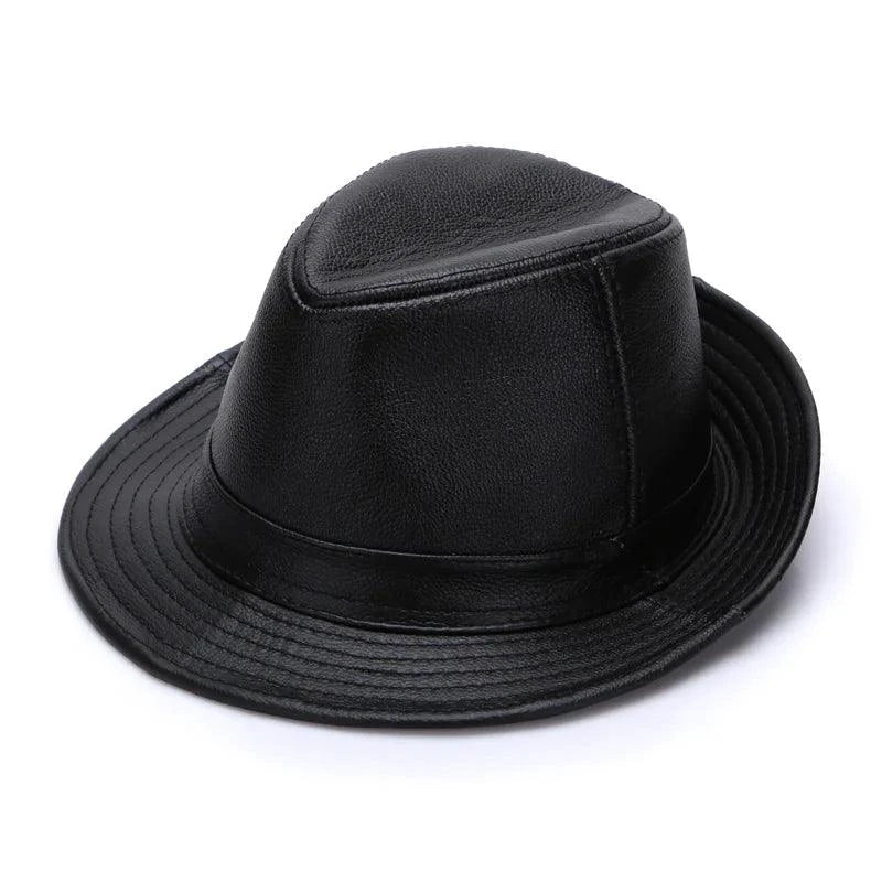 Mandotos brown leather cap made from premium cowhide in XL to XXXXL size, displayed on a neutral background.