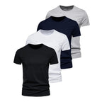 Set of five Mandotos cotton T-shirts with short sleeves, O-neck, casual, oversize fit for men and women, in various colors.