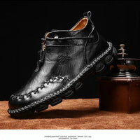 Mandotos cowhide leather men's boots with cushioned insole, rugged sole, durable construction, ideal for all-day comfort and rugged wear.