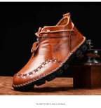 Mandotos men's cowhide leather boots with cushioned insole, rugged sole, durable construction, ideal for all-day comfort.