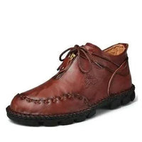 Mandotos men's cowhide leather boots with cushioned insole, rugged sole, durable construction, and all-day comfort.