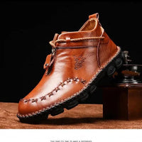 Mandotos cowhide leather men's boots with cushioned insole, rugged sole, durable construction, offering all-day comfort.