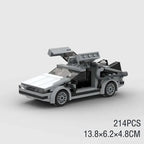 Mandotos DeLorean time travel set with 214 gray pieces, detailed model building toy for creative play and collection.