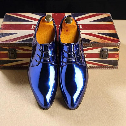 Mandotos metallic rose gold men's dress shoes with a formal office footwear classic silhouette, shiny finish, and sleek design.