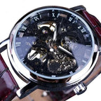 Mandotos men's mechanical watch with stainless steel band and black dial, showcasing classic and stylish timepiece design